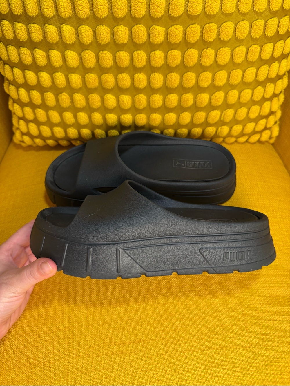 Puma Black Chunky Slide Sandals